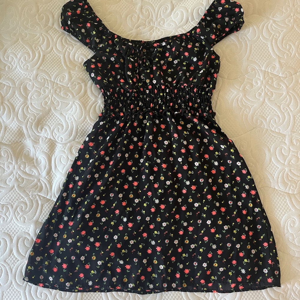 Floral Black Mini Dress